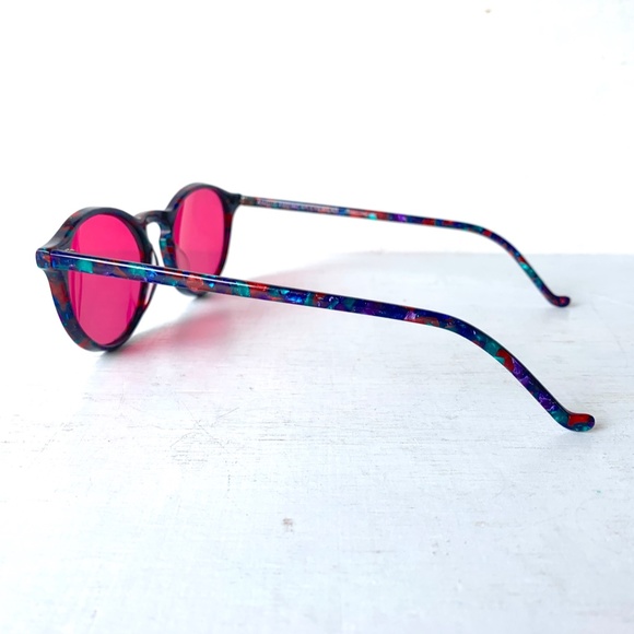 Anglo American Eyewear Jade Red Multi Mosaic Round Eyeglasses Mod 245 MMM 1990's - Picture 7 of 14